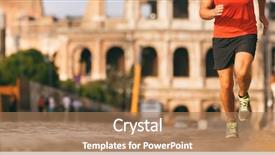  Presentation with city street - Amazing slide deck having runner running in rome city backdrop and a coral colored foreground