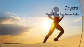  Presentation with runner - Slide set featuring runner silhouette against the sunset background and a light blue colored foreground