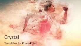  Presentation with healthy lifestyle - Beautiful slides featuring runner stamina - athletic young woman running backdrop and a  colored foreground