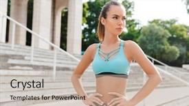  Presentation with young marines - Slide deck with runner stamina - confident young sportswoman dressed background and a soft green colored foreground