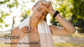  Presentation with tired runner - PPT theme consisting of runner stamina - image of tired sad young background and a coral colored foreground