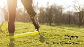 Presentation with prosthetic leg - Beautiful presentation featuring runner stamina - photo of fit disabled girl backdrop and a gold colored foreground