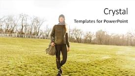  Presentation with prosthetic leg - Slide deck enhanced with runner stamina - picture of young handicapped girl background and a white colored foreground