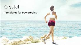  Presentation with healthy lifestyle - Audience pleasing presentation theme consisting of runner stamina - sporty and beautiful girl doing backdrop and a cool aqua colored foreground