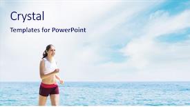  Presentation with healthy lifestyle - Cool new slide deck with runner stamina - sporty and beautiful girl doing backdrop and a sky blue colored foreground