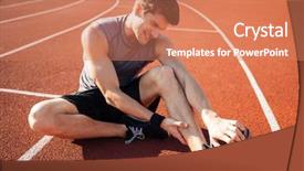  Presentation with foot muscles - Amazing slides having foot muscles - young male runner suffering backdrop and a coral colored foreground