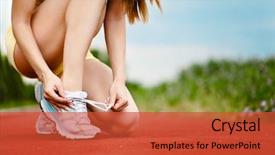  Presentation with running shoes - PPT theme having runner trying running shoes getting background and a red colored foreground