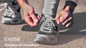  Presentation with runner - Slides having runner tying shoelaces background and a gray colored foreground