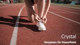  Presentation with runner - Amazing presentation theme having runner tying shoes on the track backdrop and a tawny brown colored foreground