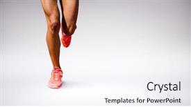  Presentation with runner - Colorful theme enhanced with runner up - close up of sportswoman legs backdrop and a sky blue colored foreground