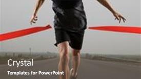  Presentation with finish line - Audience pleasing presentation theme consisting of runner-wins-by-crossing backdrop and a gray colored foreground