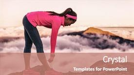  Presentation with sports shoes - Beautiful PPT layouts featuring runner woman getting ready backdrop and a coral colored foreground