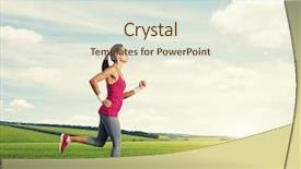  Presentation with woman runner - PPT theme with runner woman jogging in countryside background and a sky blue colored foreground