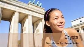  Presentation with healthy living - Audience pleasing slide deck consisting of runner woman running in berlin backdrop and a  colored foreground