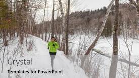  Presentation with running race - PPT theme enhanced with runner-woman-running-outside background and a  colored foreground