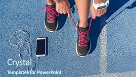  Presentation with cardio - Amazing theme having runner woman tying running shoes backdrop and a ocean colored foreground