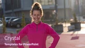  Presentation with woman runner - Amazing theme having runner woman warming up and stretching before morning jogging backdrop and a violet colored foreground