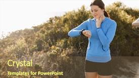  Presentation with heart rate monitor - Amazing slides having runner woman with heart rate backdrop and a tawny brown colored foreground