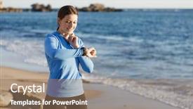  Presentation with heart rate monitor - Beautiful PPT layouts featuring runner woman with heart rate backdrop and a coral colored foreground