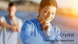  Presentation with heart rate monitor - Amazing PPT layouts having runner woman with heart rate backdrop and a teal colored foreground