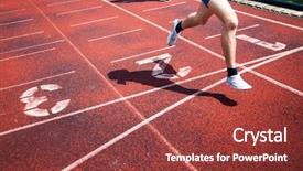  Presentation with runners - Slide set with runners approaching the finish line background and a red colored foreground