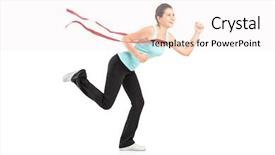  Presentation with runner - Slide deck with runners finish line - full length portrait background and a sky blue colored foreground