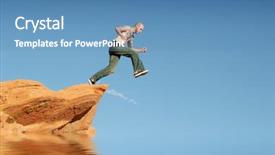  Presentation with rocks - Colorful theme enhanced with runners finish line - man jumping on red rocks backdrop and a  colored foreground