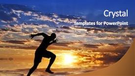  Presentation with running - PPT theme enhanced with runners finish line - running back down the mountain background and a ocean colored foreground