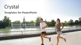  Presentation with healthy living - Beautiful PPT theme featuring runners jogging running in madrid backdrop and a white colored foreground