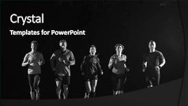  Presentation with park night city - Theme enhanced with runners team at night training background and a black colored foreground