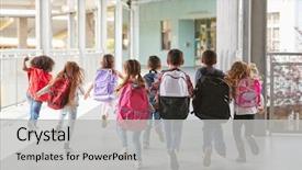  Presentation with school kids - Amazing slide set having running - elementary school kids run backdrop and a light gray colored foreground