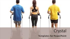  Presentation with shot - Presentation theme consisting of running - full length rear view shot background and a light gray colored foreground