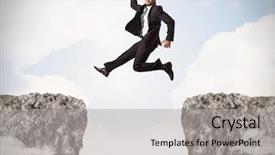  Presentation with gap - Slide deck consisting of running - funny business man jumping background and a light gray colored foreground