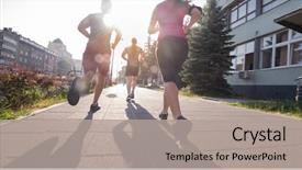  Presentation with sporty - Amazing slide set having running - group of young sporty people backdrop and a mint green colored foreground