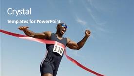  Presentation with running race - PPT theme having running - low angle view background and a teal colored foreground