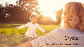  Presentation with hug - Slide deck having running - nice little girl run background and a coral colored foreground