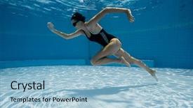  Presentation with under water - Slide deck consisting of running - woman under water runs along background and a light blue colored foreground