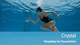  Presentation with under water - Presentation theme consisting of running - woman under water runs along background and a teal colored foreground