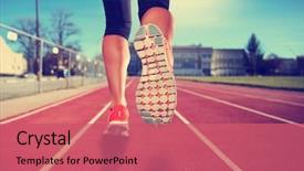  Presentation with healthy lifestyle - Amazing presentation design having running - woman with an athletic pair backdrop and a coral colored foreground