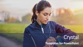  Presentation with latin music - Theme featuring running - young athlete listening to music background and a navy blue colored foreground
