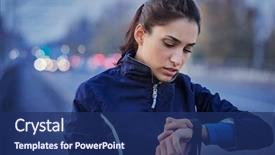  Presentation with heart rate - PPT layouts with running - young woman checking time background and a navy blue colored foreground