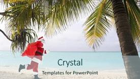  Presentation with sea shore - PPT theme featuring running along sea shore christmas background and a sky blue colored foreground