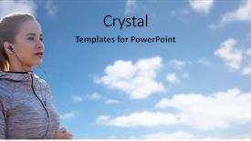  Presentation with sport blue - Amazing slide deck having running and listening to music backdrop and a  colored foreground