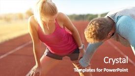  Presentation with racing - Cool new slides with running ankle - man and woman racing backdrop and a  colored foreground