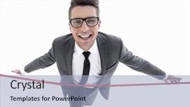  Presentation with finish line - Presentation theme having running at the finish line background and a light blue colored foreground