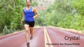  Presentation with twenties - Theme having running athlete man male runner background and a coral colored foreground