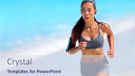  Presentation with active lifestyle - PPT theme featuring running-athlete-woman-jogging background and a sky blue colored foreground