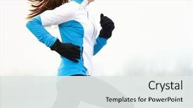  Presentation with winter weather - Presentation design enhanced with running athlete woman sprinting background and a white colored foreground