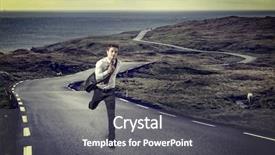  Presentation with lonely - Presentation theme having running businessman on lonely road background and a dark gray colored foreground