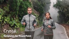  Presentation with cardio - Slide set featuring running-couple-on-wet-park background and a gray colored foreground